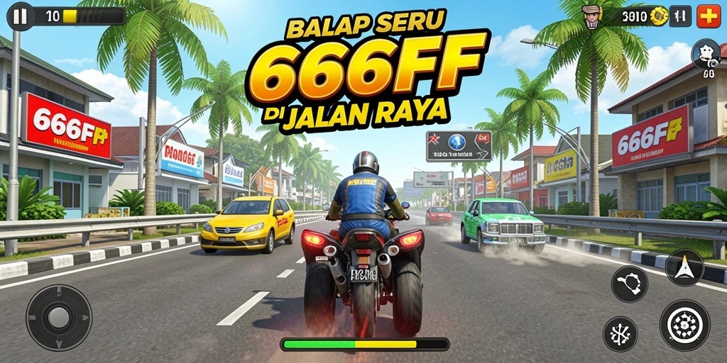 Gameplay menegangkan dalam balapan cepat di 666FF.