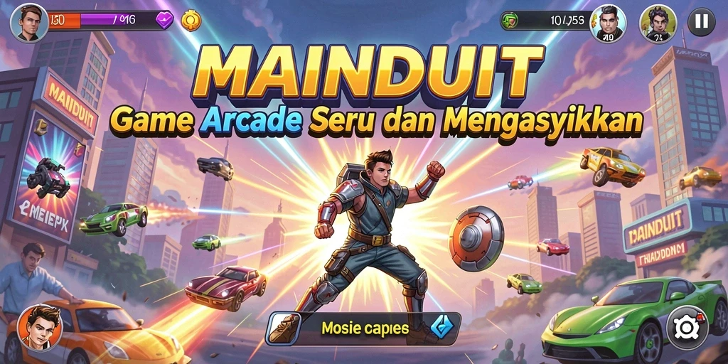 Screenshot utama MAINDUIT menampilkan gameplay yang dinamis dan penuh warna.